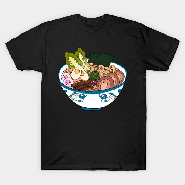 Japanese Ramen Noodles Bowl Korean Ramyeon T-Shirt by Trippycollage